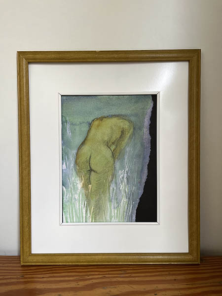 ACUARELA SOBRE PAPEL. DESNUDO VERDE.33x39,5