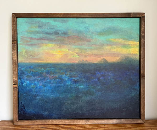 MIXTA SOBRE LIENZO. ATARDECER. 69,5X58,5