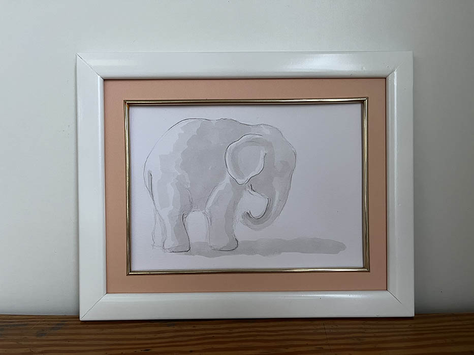 ELEFANTE. ACUARELA SOBRE CARTULINA. 31,5 X 25